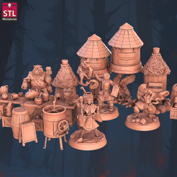 3D Printed STL Miniatures Beekeepers Set 28 - 32mm War Gaming D&D (Online Only)