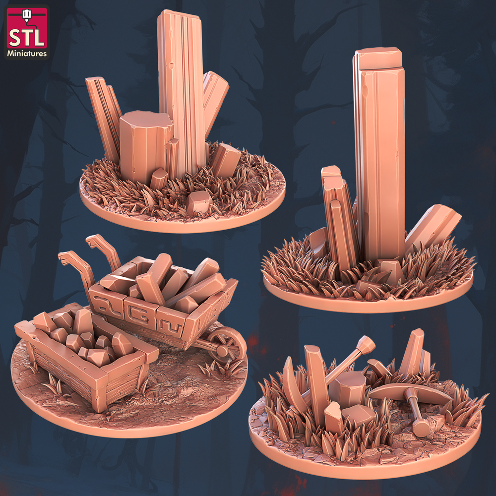 3D Printed STL Miniatures Floating Islands Set 28 - 32mm War Gaming D&D (Online Only)