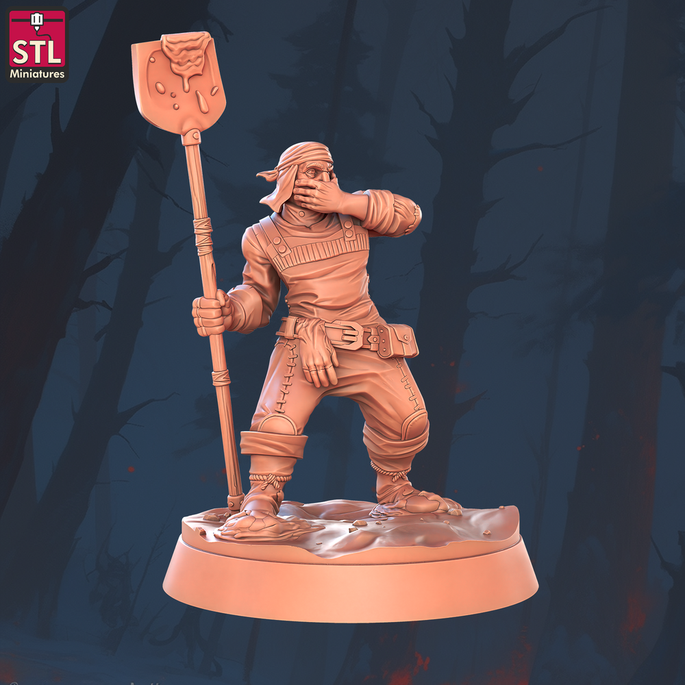 3D Printed STL Miniatures Sewers Workers Set 28 - 32mm War Gaming D&D (Online Only)