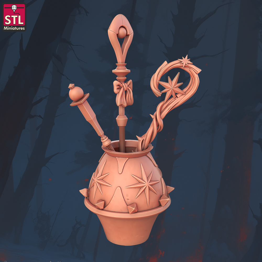 3D Printed STL Miniatures Staff Crafters Set 28 - 32mm War Gaming D&D (Online Only)