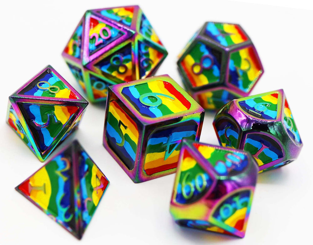 Rainbow Pride Flag - Metal RPG Dice Set (ONLINE ORDER ONLY)