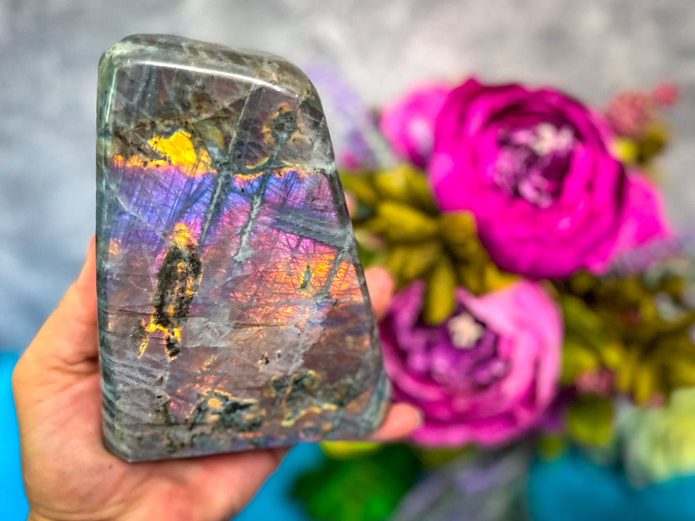 Large Purple Labradorite crystal Freeform, Rainbow Labradorite, White Labradorite (ONLINE ORDER ONLY)