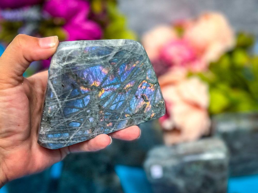 Large Purple Labradorite crystal Freeform, Rainbow Labradorite, White Labradorite (ONLINE ORDER ONLY)