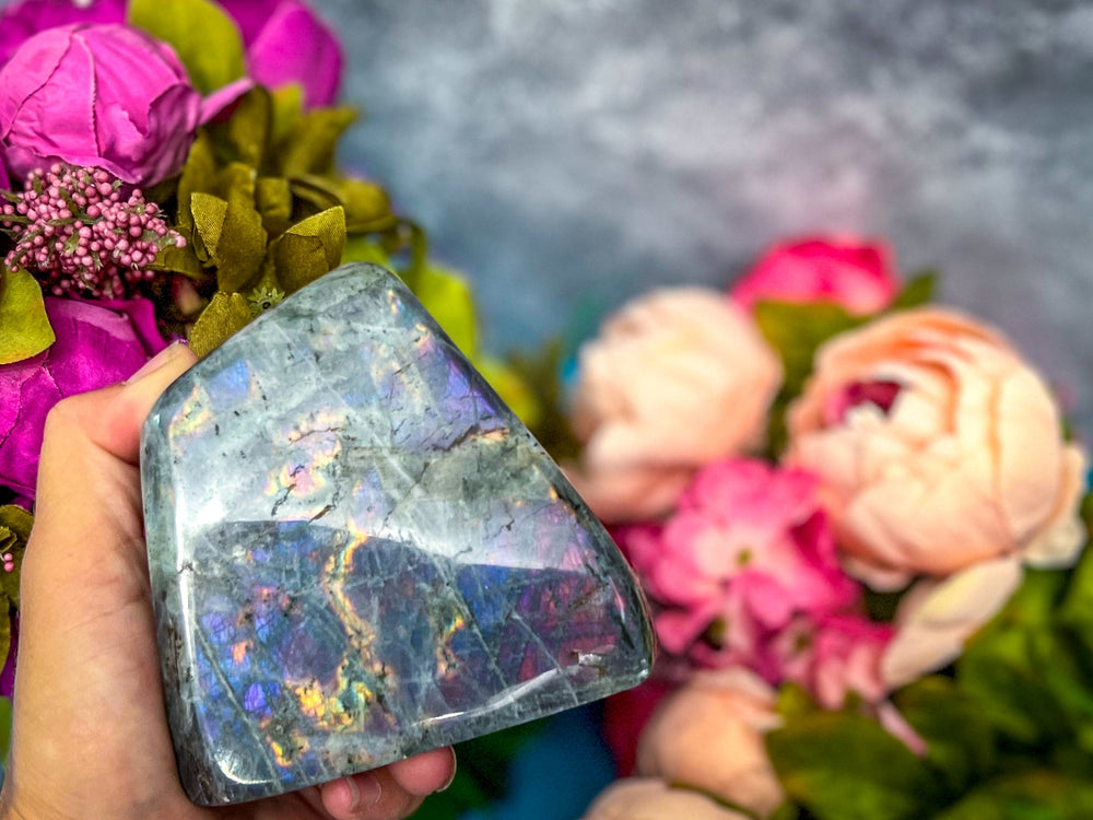Large Purple Labradorite crystal Freeform, Rainbow Labradorite, White Labradorite (ONLINE ORDER ONLY)