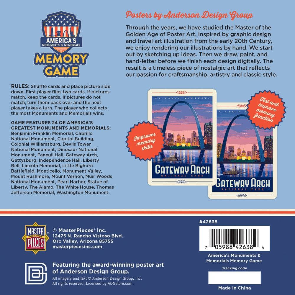 America's Monuments & Memorials Memory Game (ONLINE ORDER ONLY)