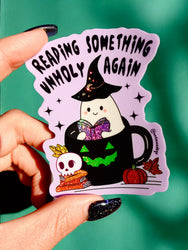 Reading Something Unholy Again Halloween Sticker (Online Order Only)
