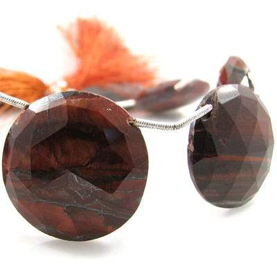 Red Tiger Eye Faceted Coin (ONLINE ORDER ONLY)