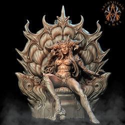 3D Printed Archvillain Games - Queen Naamah on Throne 28mm 32mm D&D (Online Only)