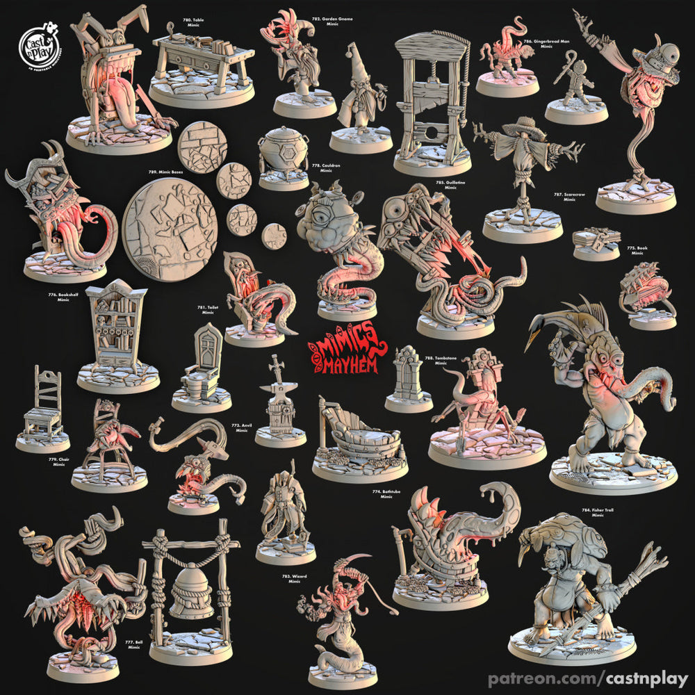 3D Printed Cast n Play Wizard Mimic Mimics Mayhem Set 28mm 32mm D&D (Online Only)