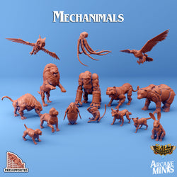 3D Printed Sordane Publishing Arcane Minis Mechanimal Cat Mechanimals Set 28mm 32mm D&D (Online Only)