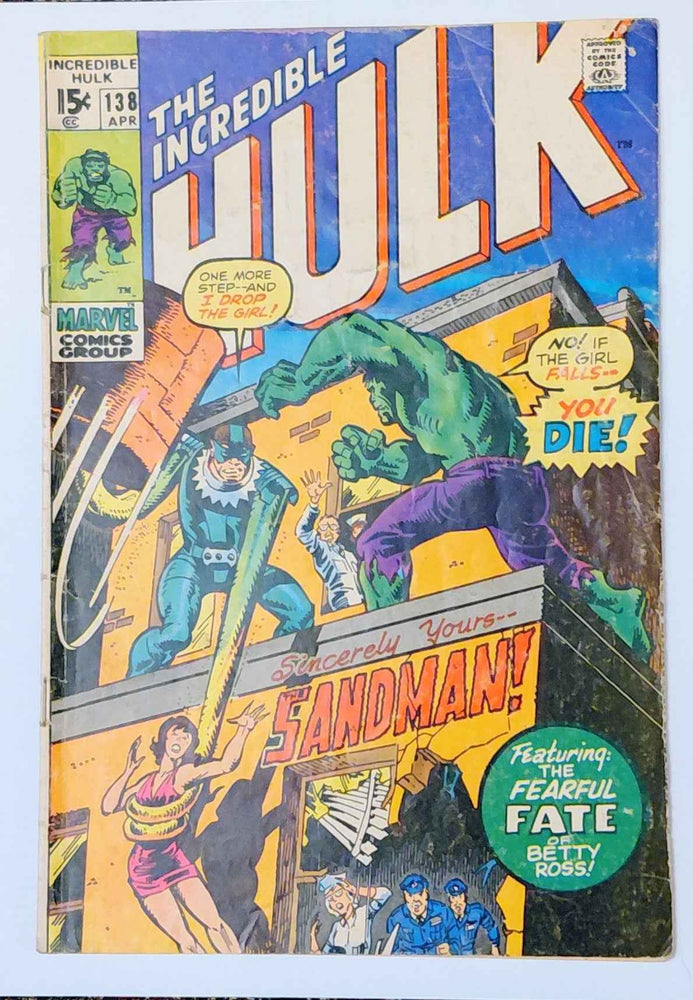 Incredible Hulk #138, Marvel Comics (April 1970, GD+)