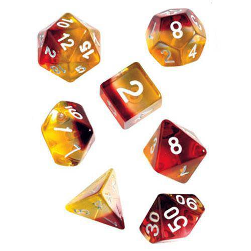 RPG Dice Set (7+1): Yellow, Red Translucent (Online Order Only)