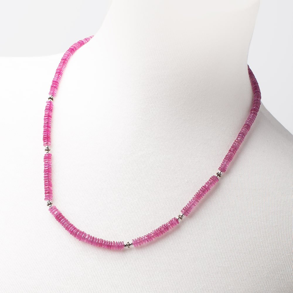 Ruby Plain Heishi Necklace AAA (ONLINE ORDER ONLY)