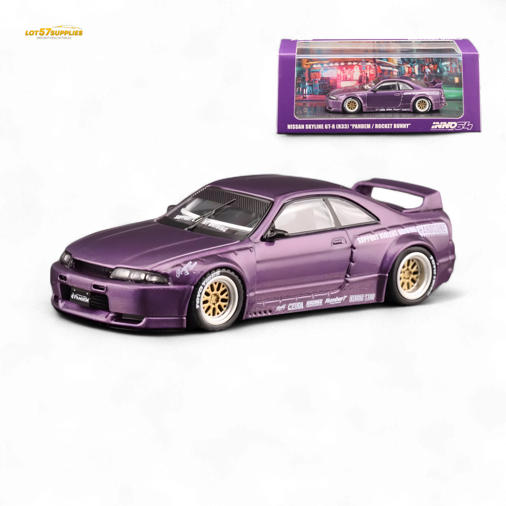Inno64 NISSAN SKYLINE GT-R (R33) "PANDEM ROCKET BUNNY" Purple 1:64 (ONLINE ORDER ONLY)