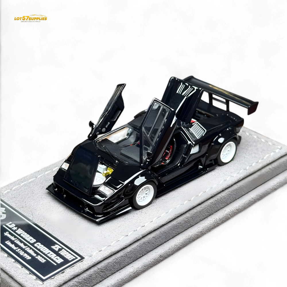 TPC Lamborghini Countach LBWK Black White Wheels Malaysia Exclusive Openable - 1:64 (ONLINE ORDER ONLY)