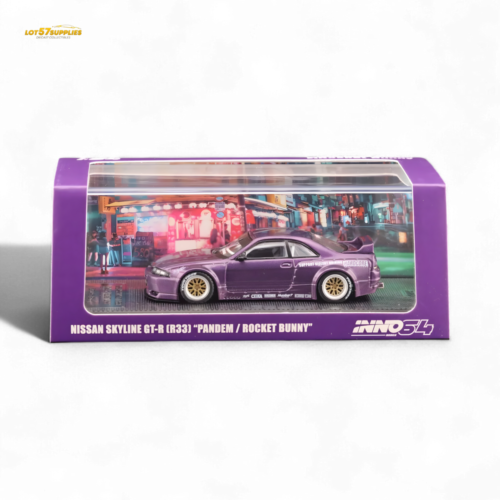 Inno64 NISSAN SKYLINE GT-R (R33) "PANDEM ROCKET BUNNY" Purple 1:64 (ONLINE ORDER ONLY)