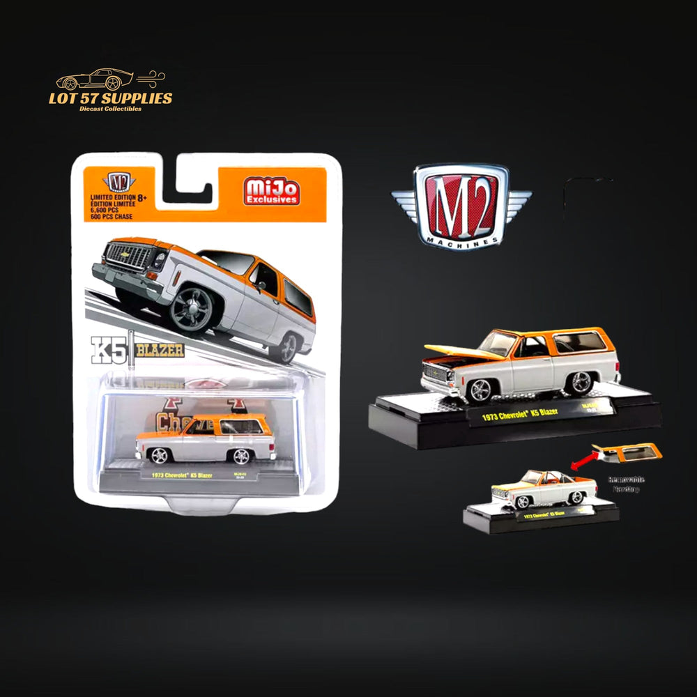 M2 Machines 1973 Chevrolet K5 Blazer With Removeable Hardtop - Orange/White 1:64 (ONLINE ORDER ONLY)