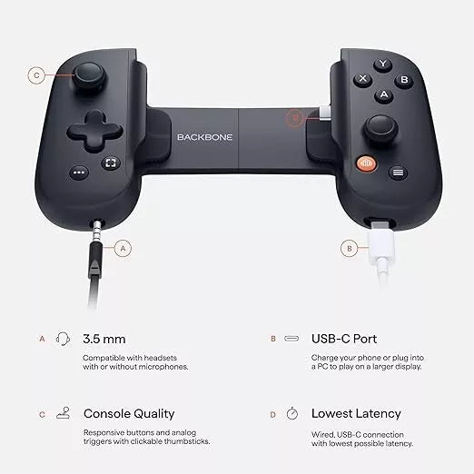 BACKBONE One Mobile Gaming Controller Android/iPhone 15 Series (USB-C) GEN 1 (Online Order Only)