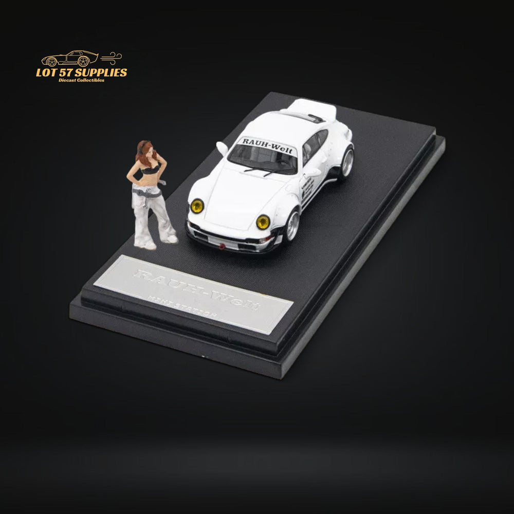 Mini Station Porsche RWB 964 Samurai White w/ Figure 1:64 (ONLINE ORDER ONLY)