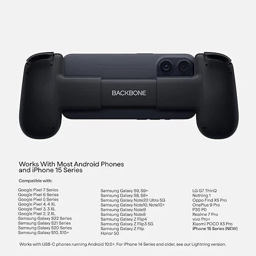BACKBONE One Mobile Gaming Controller Android/iPhone 15 Series (USB-C) GEN 1 (Online Order Only)
