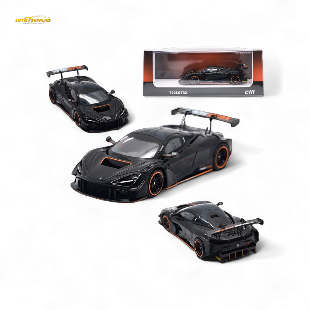 CM MODEL McLaren 720SGT3X - Black 1:64 (ONLINE ORDER ONLY)