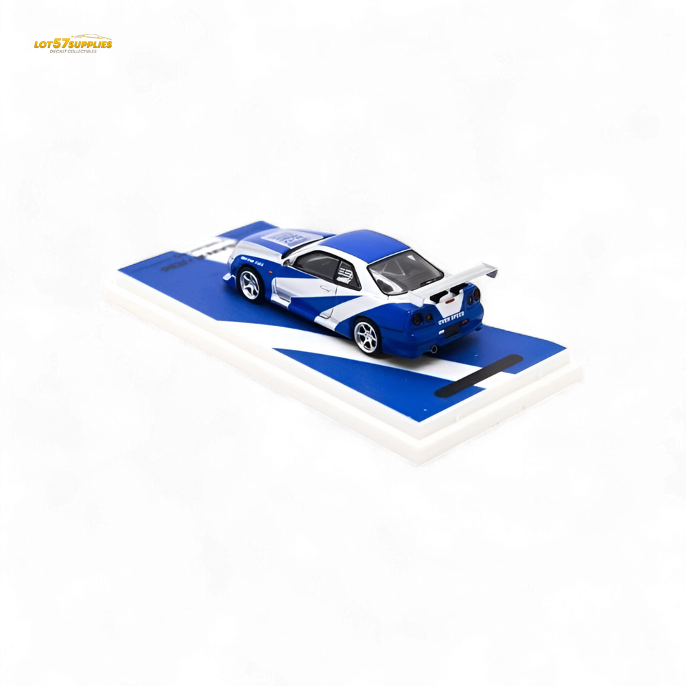 TimeMicro Skyline GT-R R34 Blue Silver 1:64