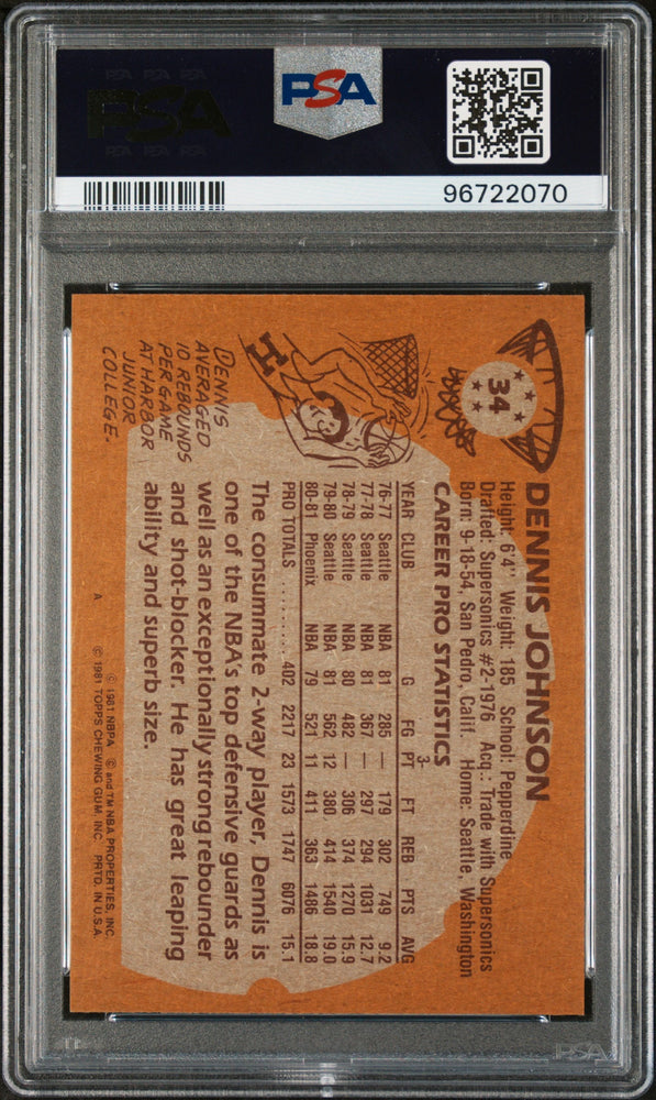 1981 TOPPS DENNIS JOHNSON  #34 - PSA 9 (Online Order Only)