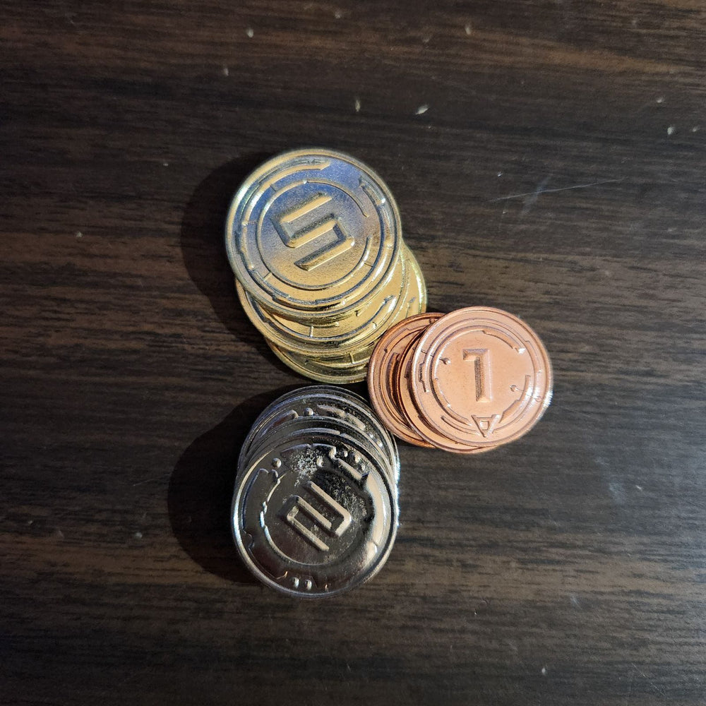 50 Metal Coin Board Game Upgrade Set (Sci-Fi Coins) NEW!  - (ONLINE ORDER ONLY)
