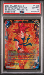 2022 DRAGON BALL SUPER REALM OF THE GODS 7 SSG GOKU, DVN RSTRNT #P-362 - PSA 10 (Online Order Only)