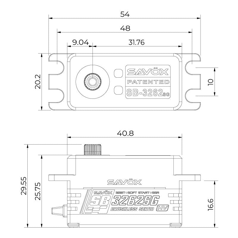 Savox High Torque, High Voltage Brushless Servo, Black Edition SB3262SG-BE (ONLINE ORDER ONLY)