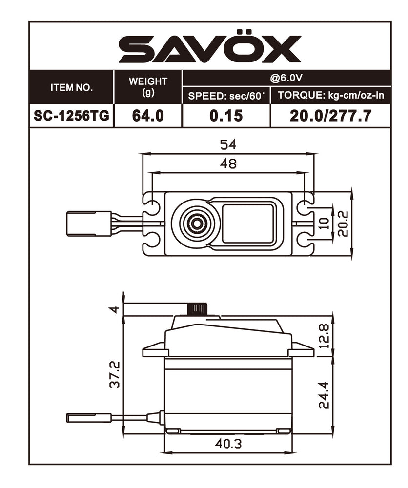 Savox Black Edition 1/10 Size Coreless High Torque Digital Servo (ONLINE ORDER ONLY)