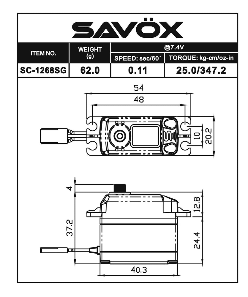 Savox 1/8 Scale Black Edition High Torque Digital Servo 7.4V (ONLINE ORDER ONLY)