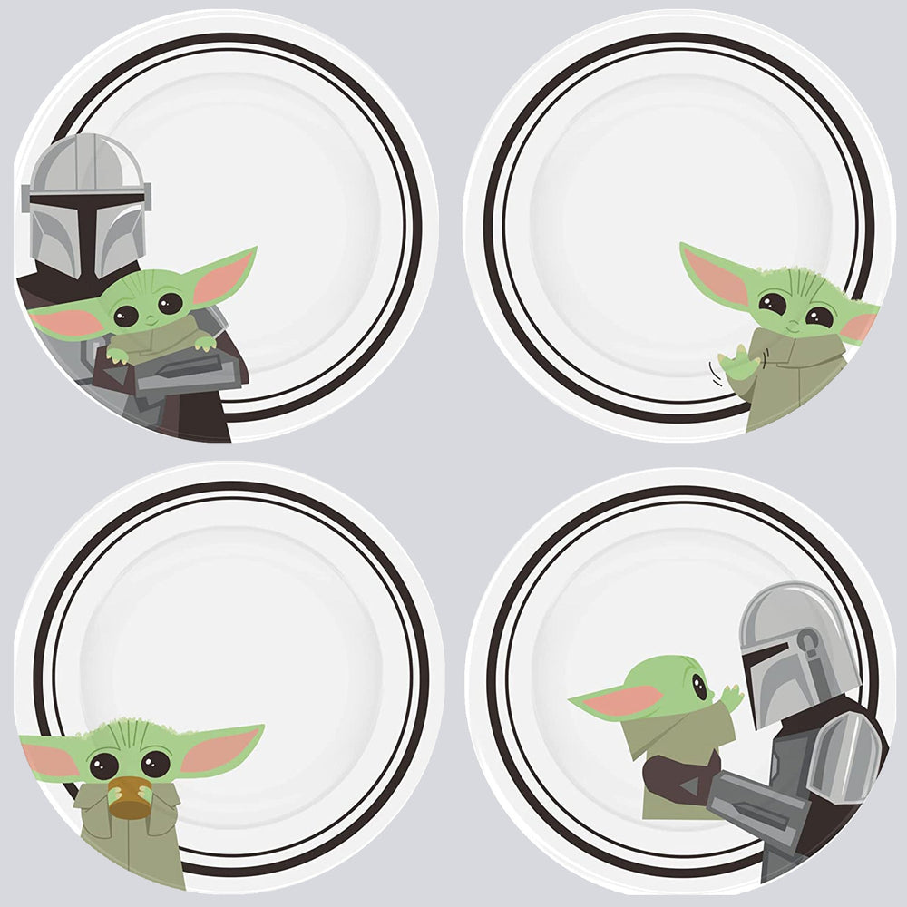 Grogu & Mandalorian Star Wars Ceramic Plate Set 4-Piece (ONLINE ORDER ONLY)
