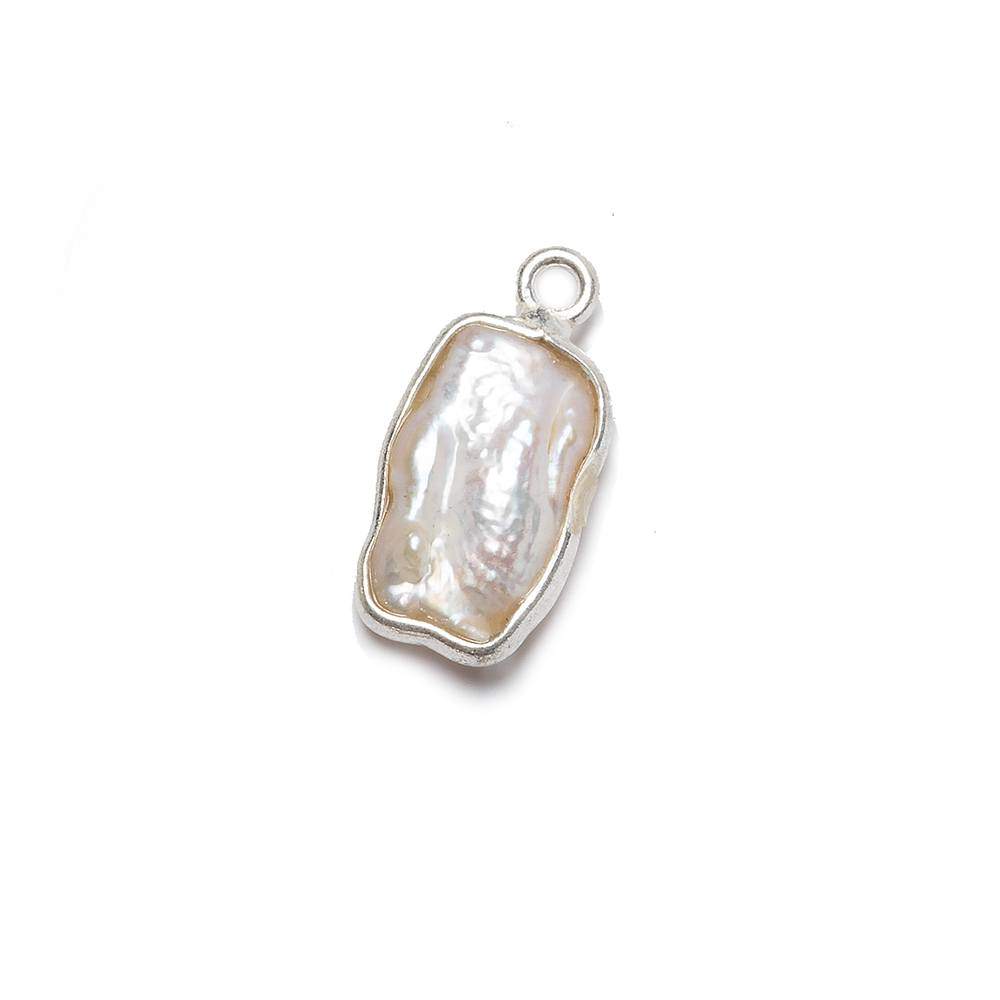Silver Bezel White Keshi Freshwater Pearl Pendant 17x9mm average (ONLINE ORDER ONLY)