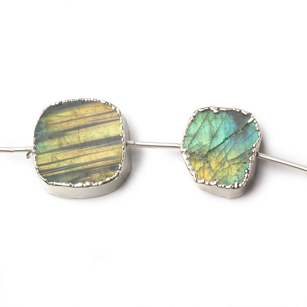 Silver Leafed Labradorite plain slice strand 7 beads 11x10-17x17mm (ONLINE ORDER ONLY)
