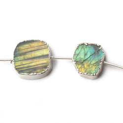 Silver Leafed Labradorite plain slice strand 7 beads 11x10-17x17mm (ONLINE ORDER ONLY)