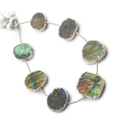 Silver Leafed Labradorite plain slice strand 7 beads 11x10-17x17mm (ONLINE ORDER ONLY)