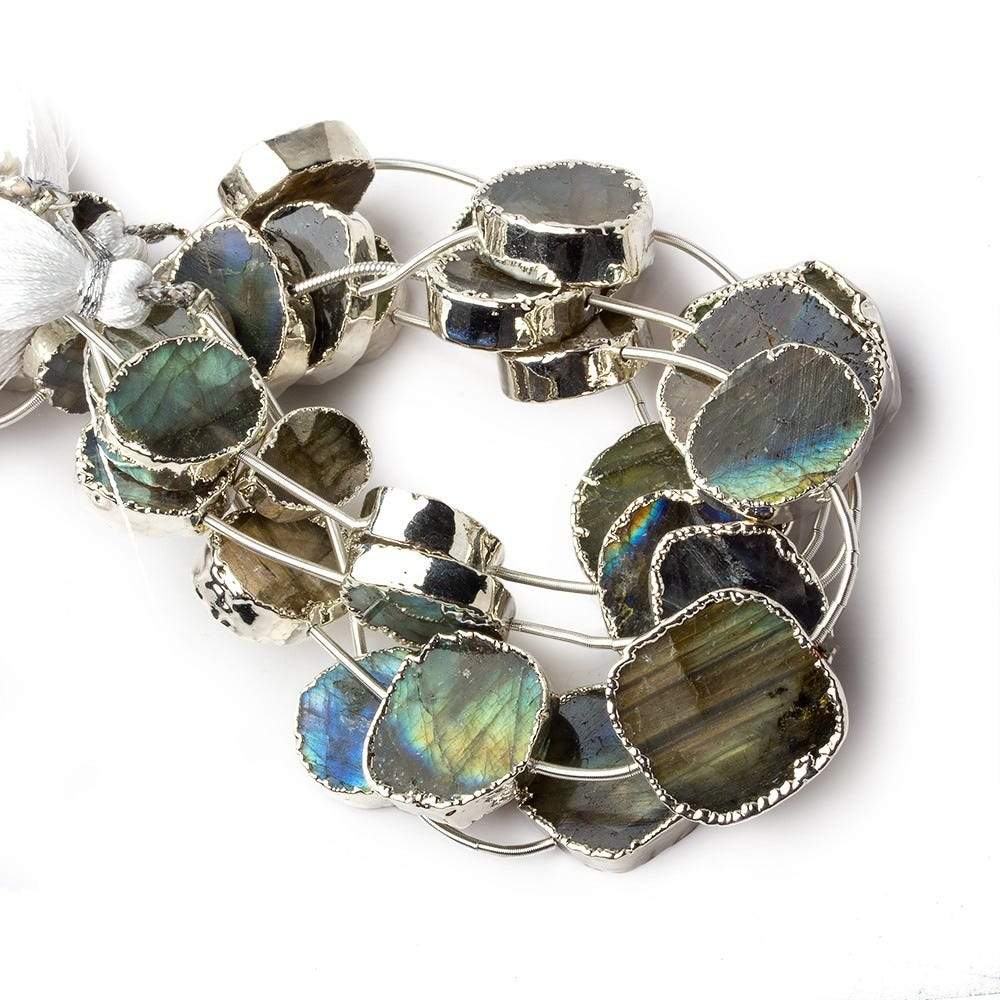 Silver Leafed Labradorite plain slice strand 7 beads 11x10-17x17mm (ONLINE ORDER ONLY)