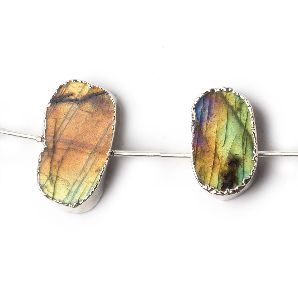Silver Leafed Labradorite plain slice strand 7 beads 15x11-25x13mm (ONLINE ORDER ONLY)