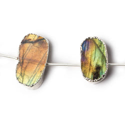 Silver Leafed Labradorite plain slice strand 7 beads 15x11-25x13mm (ONLINE ORDER ONLY)