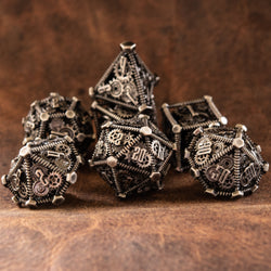 Weird West Wasteland Hollow Metal Dice Set - Silver (ONLINE ORDER ONLY)
