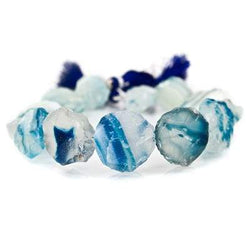 Sky & Water Blue Agate Beads Hammer Faceted Coins (ONLINE ORDER ONLY)