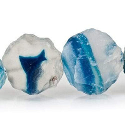 Sky & Water Blue Agate Beads Hammer Faceted Coins (ONLINE ORDER ONLY)