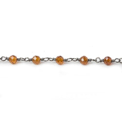 3mm Spessartite Garnet micro-faceted round Black Gold plated Chain