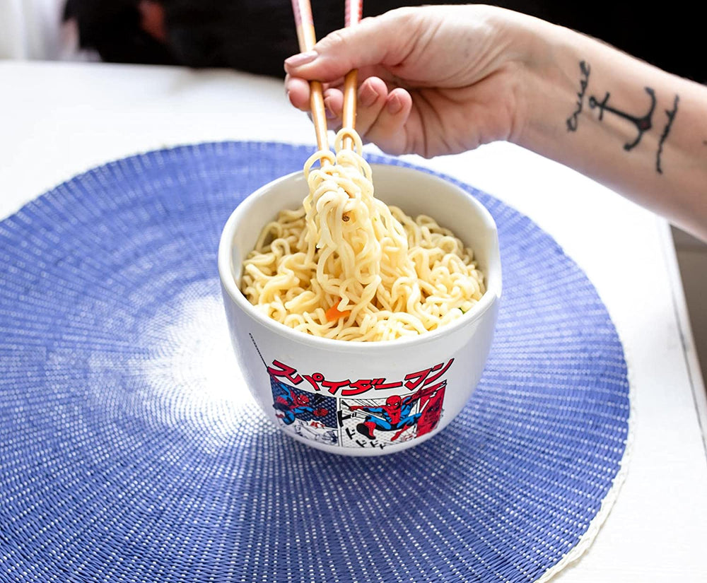 Spider-Man Kanji Manga Panels (Marvel Comics) 5" Ceramic Bowl with Chopsticks (ONLINE ORDER ONLY)