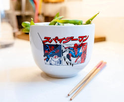 Spider-Man Kanji Manga Panels (Marvel Comics) 5" Ceramic Bowl with Chopsticks (ONLINE ORDER ONLY)