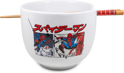 Spider-Man Kanji Manga Panels (Marvel Comics) 5" Ceramic Bowl with Chopsticks (ONLINE ORDER ONLY)