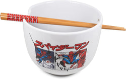 Spider-Man Kanji Manga Panels (Marvel Comics) 5" Ceramic Bowl with Chopsticks (ONLINE ORDER ONLY)