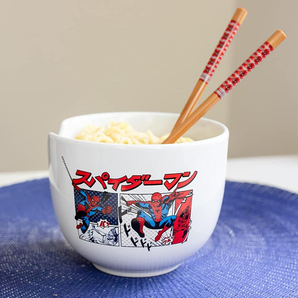 Spider-Man Kanji Manga Panels (Marvel Comics) 5" Ceramic Bowl with Chopsticks (ONLINE ORDER ONLY)