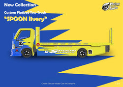 MicroTurbo HINO 300 Custom Flatbed Tow Truck Spoon Livery 1:64 (ONLINE ORDER ONLY)